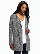 Old Navy Relaxed Open Front Textured Cardi For Women - Black Marl