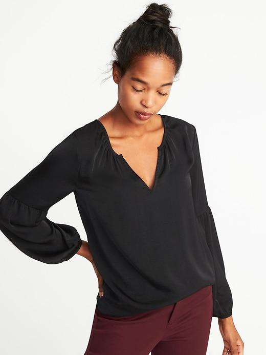 Old Navy Womens Relaxed Shirred Blouse For Women Blackjack Size Xl