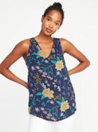 Old Navy Womens Sleeveless Lightweight Cutout-back Top For Women Navy Floral Size Xs
