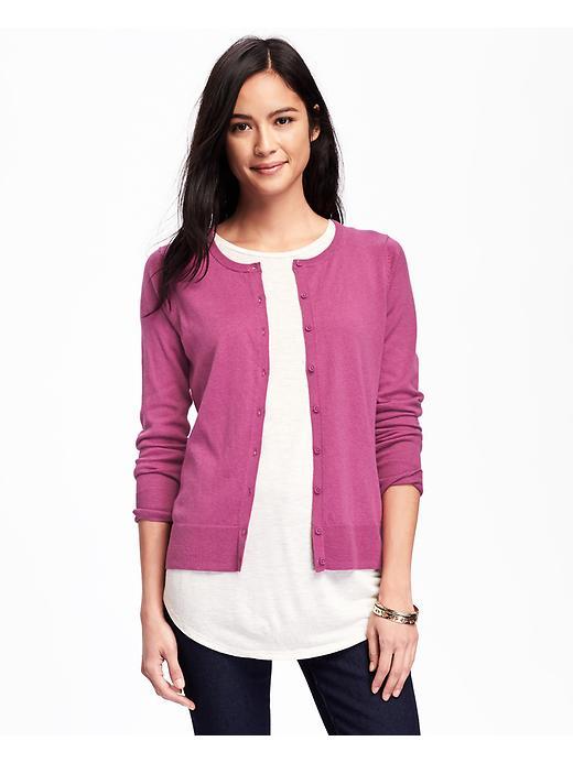 Old Navy Button Front Crew Neck Cardi For Women - Razzleberry