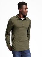 Old Navy Long Sleeve Polo Shirt For Men - Forest Floor
