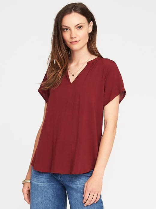 Old Navy Lightweight Cocoon Top For Women - Gosh Garnet