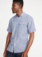 Old Navy Mens Slim-fit Linen-blend Pocket Shirt For Men Blue Stripe Size Xs