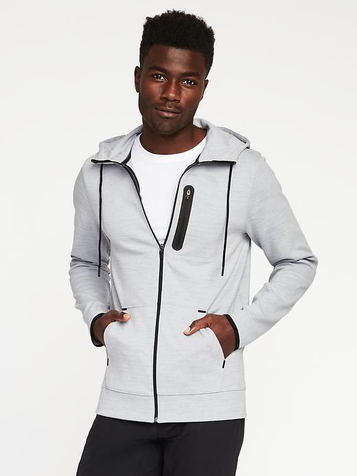 Old Navy Mens Go-dry Fleece Zip Hoodie For Men Light Gray Heather Size Xl
