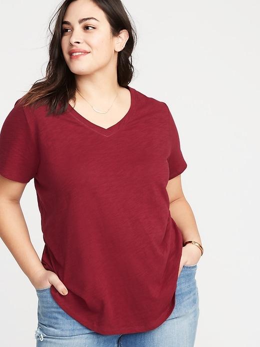 Everywear Slub-knit Plus-size V-neck Tee