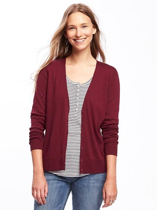 Old Navy Button Front Cardi For Women - Gosh Garnet