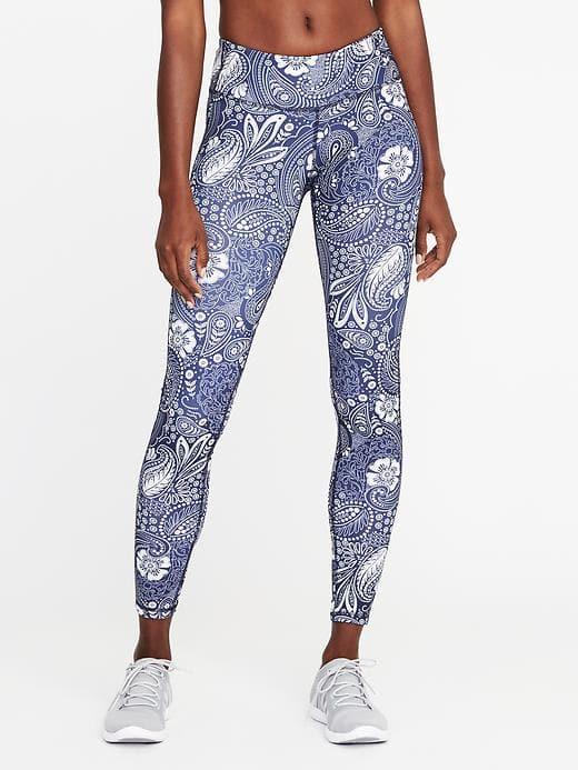 Old Navy Go Dry Mid Rise Compression Leggings For Women - Navy Paisley