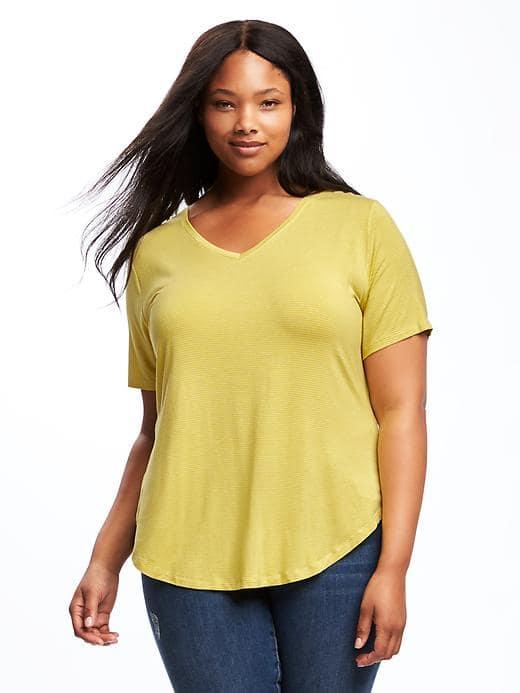 Old Navy Relaxed Curved Hem V Neck Tee - Out On A Lime