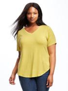 Old Navy Relaxed Curved Hem V Neck Tee - Out On A Lime