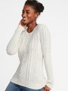 Old Navy Womens Cable-knit Crew-neck Sweater For Women Calla Lilies Size S
