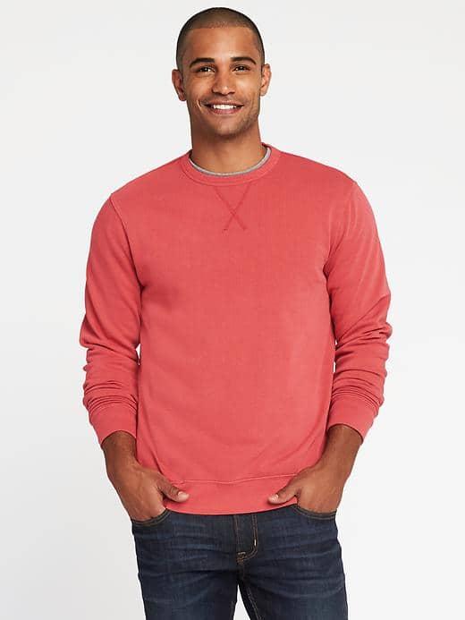 Old Navy Garment Dyed Fleece Sweatshirt For Men - Washed Dark Red