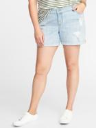 Old Navy Womens Distressed Plus-size Boyfriend Denim Shorts (5) Light Wash Size 26