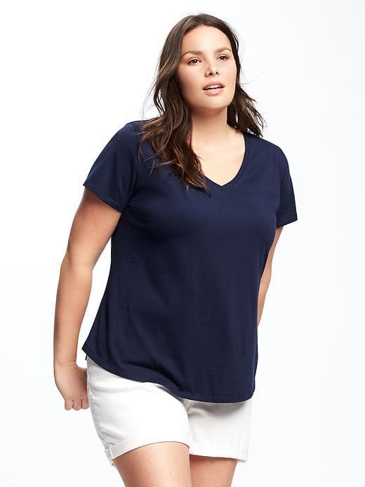 Old Navy Womens Everywear Plus-size V-neck Tee Lost At Sea Navy Size 4x