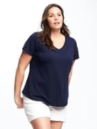 Old Navy Womens Everywear Plus-size V-neck Tee Lost At Sea Navy Size 4x