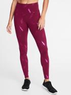 Old Navy Womens High-rise Printed Compression Leggings For Women Magenta/lightning Bolt Print Size Xs