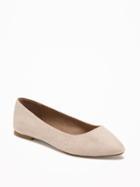 Old Navy Sueded Pointy Ballet Flats For Women - Cement