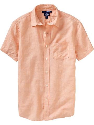 Old Navy Old Navy Mens Slim Fit Linen Blend Shirts - Organic Peach