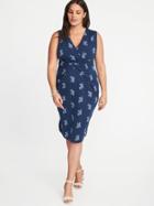 Old Navy Womens Sleeveless Plus-size Cross-front Sheath Dress Navy Floral Size 4x