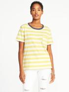 Old Navy Womens Boyfriend Slub-knit Tee For Women Lime Stripe Size S