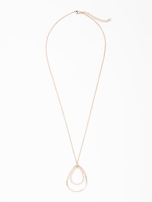 Old Navy Pav Teardrop Pendant Necklace For Women - Rose Gold