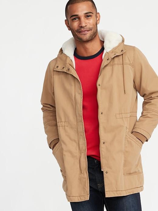 Old Navy Womens Twill Hooded Plus-size Utility Parka Creme Caramel Size 3x
