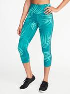 Old Navy Womens High-rise Compression Crops For Women Green Palm Leaf Size Xs
