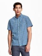 Old Navy Slim Fit Gingham Flannel Shirt Size Xxl Big - Blue It Off