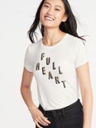Old Navy Womens Luxe Slim-fit Graphic Tee For Women Full Heart Size Xs