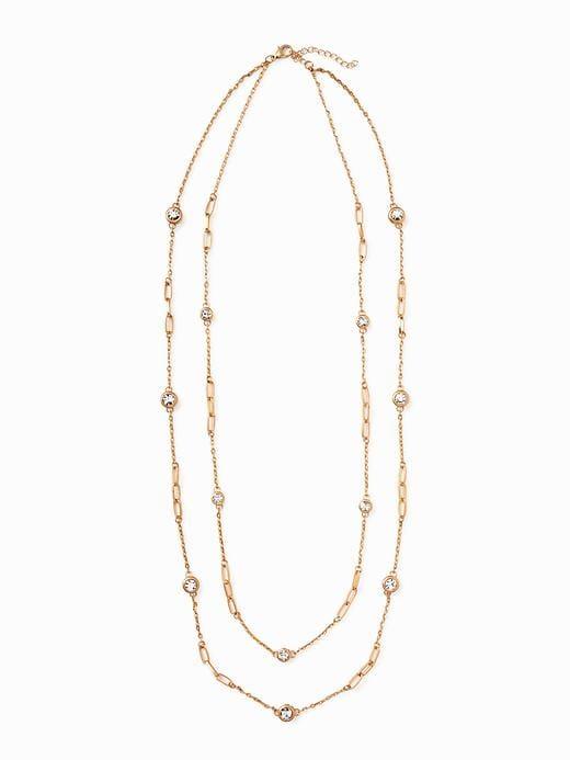 Old Navy Womens Layered-chain Crystal Necklace For Women Gold Size One Size