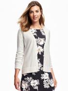 Old Navy V Neck Cotton Blend Cardi For Women - Cream