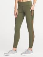 Old Navy Womens Mid-rise Mesh-pocket Compression Leggings For Women Medium Green Size L