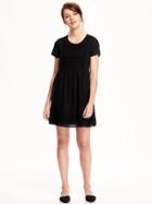 Old Navy Waisted Lace Swing Dress For Women - Black