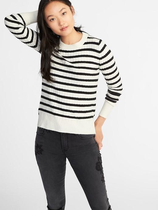 Old Navy Womens Plush Rib-knit Top For Women O.n. New Black Stripe Size Xxl