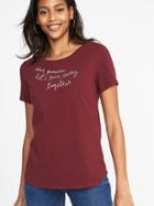 Old Navy Womens Everywear Graphic Crew-neck Tee For Women Dear Paradise, Let';s Run Away Together Size L