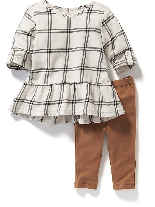 Old Navy 2 Piece Plaid Tunic And Leggings Set Size 0-3 M - Sea Salt