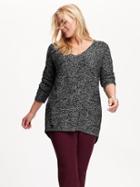 Old Navy Womens Plus V Neck Sweater Tunics - Black Marl