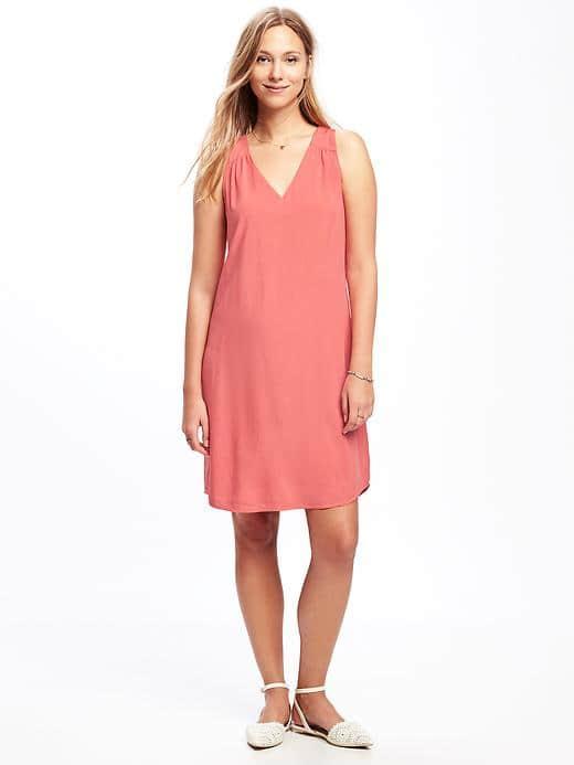 Old Navy Sleeveless Cutout Back Shift Dress For Women - Coral Tropics