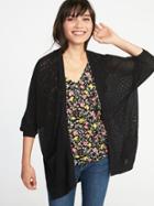 Old Navy Womens Open-front Dolman-sleeve Textured-knit Sweater For Women Black Size M