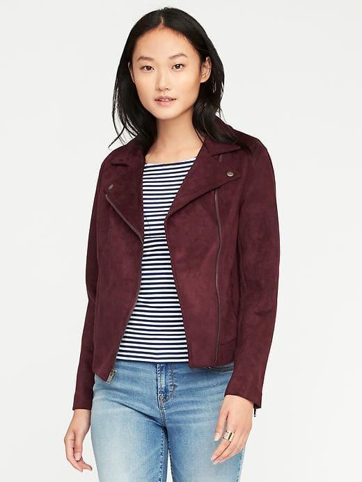 Old Navy Womens Sueded-knit Moto Jacket For Women Reddy Or Not Size Xxl
