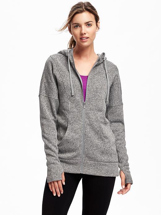Old Navy Performance Sweater Fleece Full Zip Jacket For Women - Bros Dk Grey Hthr B30