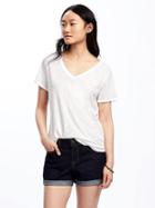 Old Navy Everywear Relaxed Curved Hem Tee For Women - Cream