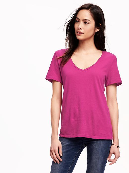 Old Navy Relaxed V Neck Tee For Women - Fuchsia Revenue