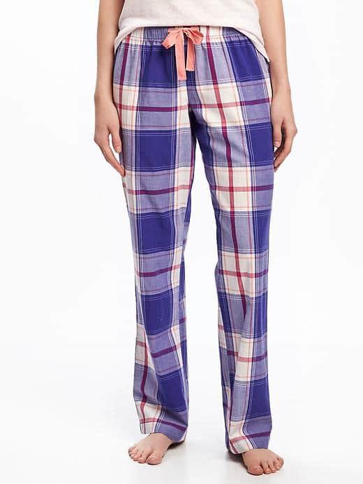 Old Navy Poplin Sleep Pants For Women - Big Blue Plaid