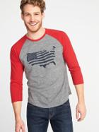 Old Navy Mens Soft-washed Graphic Raglan Tee For Men Heather Gray Size Xxxl