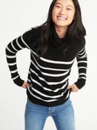 Old Navy Womens Brushed-knit Turtleneck For Women Black Stripe Top Size S