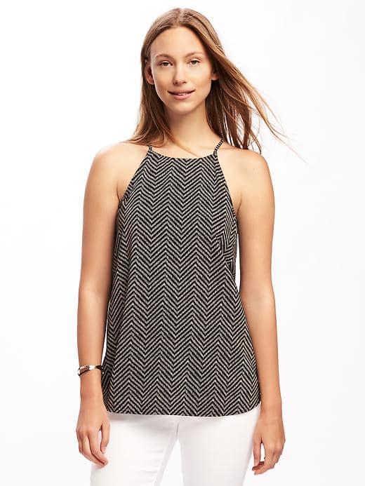 Old Navy Patterned High Neck Cami For Women - Black White Chevron