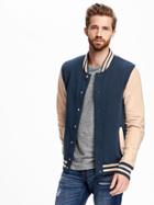 Old Navy Fleece Varsity Bomber Jacket For Men - On Navy/white