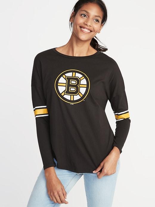 Old Navy Womens Nhl Team Sleeve-stripe Tee For Women Boston Bruins Size Xl