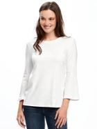 Old Navy Womens Slim-fit Bell-sleeve Top For Women Cream Size Xl