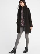Old Navy Womens Mock-neck Boucl Coat For Women Blackjack Size Xl
